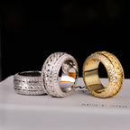Rotatable 5-Layer Iced Cuban Ring