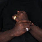 18k Gold-Plated CZ Double Hollow Row Hip Hop Ring