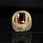 Micro-inlay Ruby Gold-Plated Ring