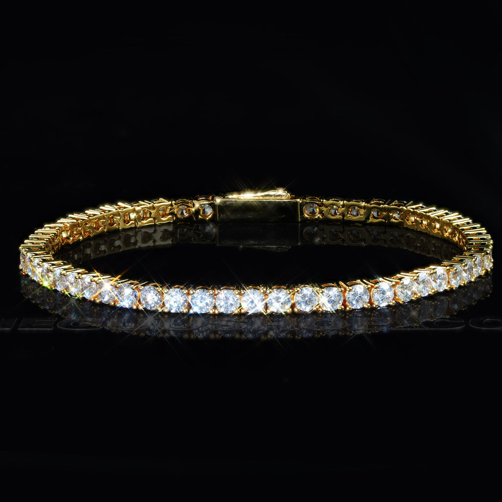 3mm 18K Yellow Gold-Plated AAA CZ Iced Tennis Bracelet
