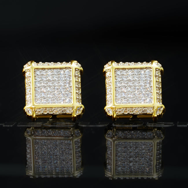 Iced Hip Hop  CZ Gold-Plated  Square Punk Stud Earring 11mm Hover Image