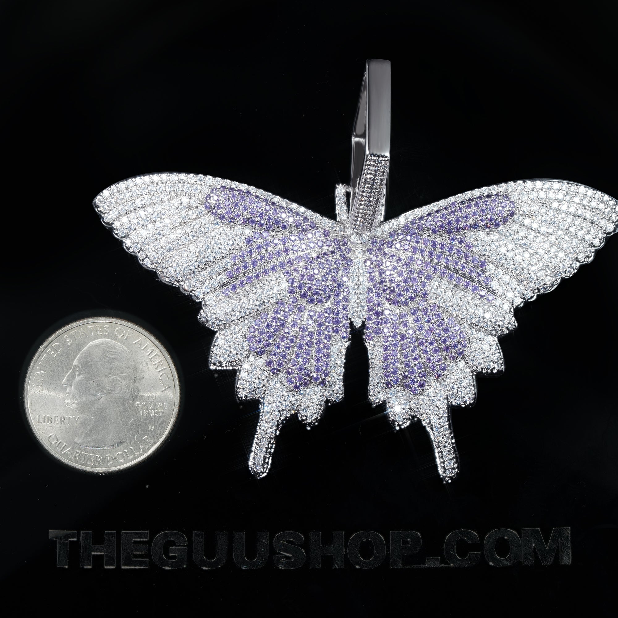 18K Gold-Plated Micro-inlay AAA CZ Butterfly Pendant Necklace