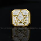 Iced Gold-Plated  CZ  Geometry Hip Hop Ring