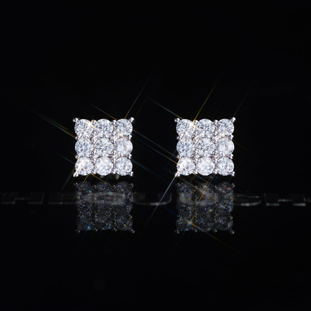 8mm BlingBling Iced  CZ  Square Hip Hop Stud Earring