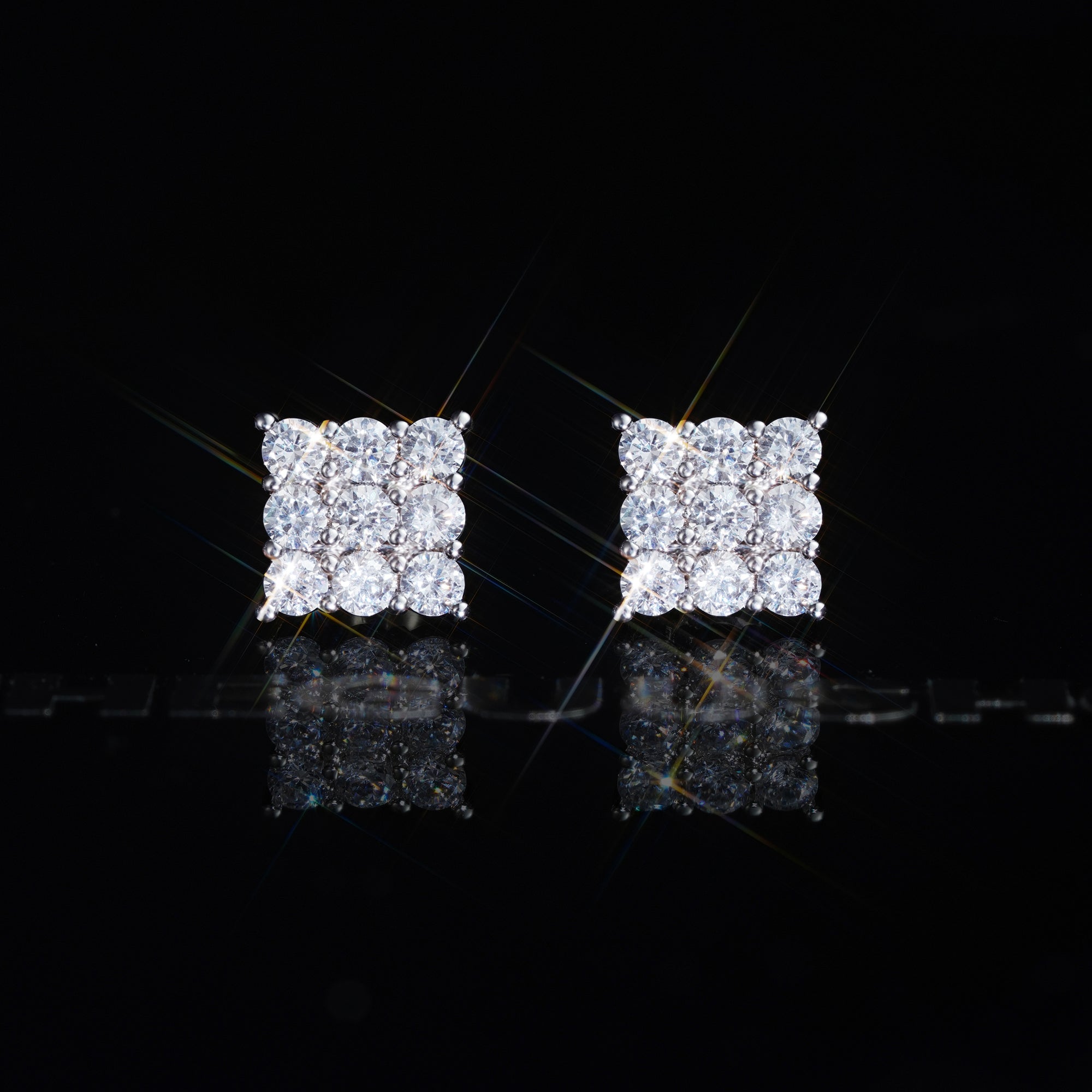 8mm BlingBling Iced  CZ  Square Hip Hop Stud Earring