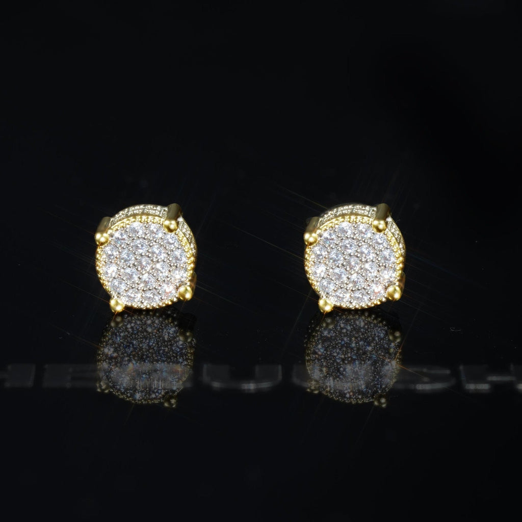 925 Sterling Silver Micro-inlay AAA CZ Two-tone Stud Earring
