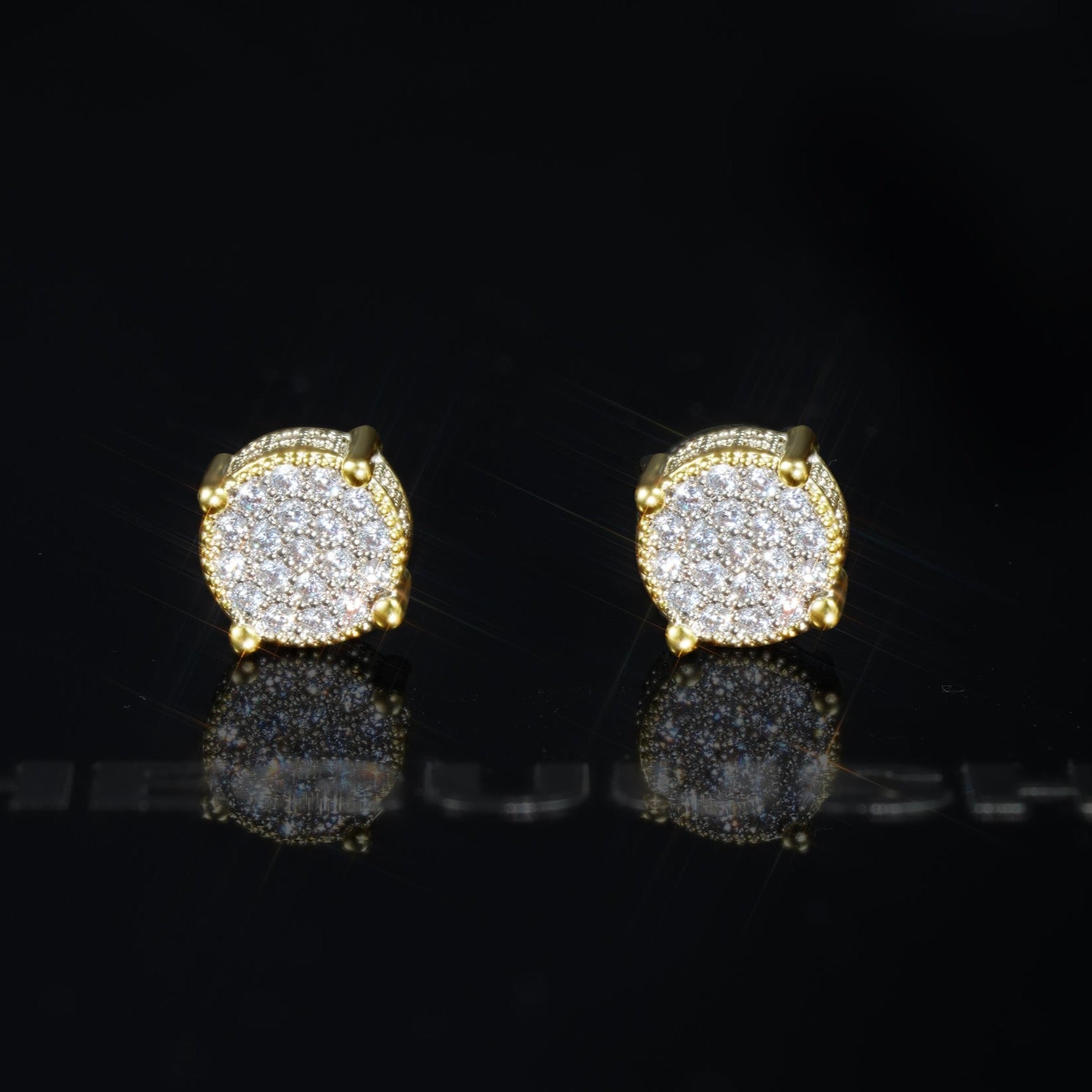 925 Sterling Silver Micro-inlay AAA CZ Two-tone Stud Earring