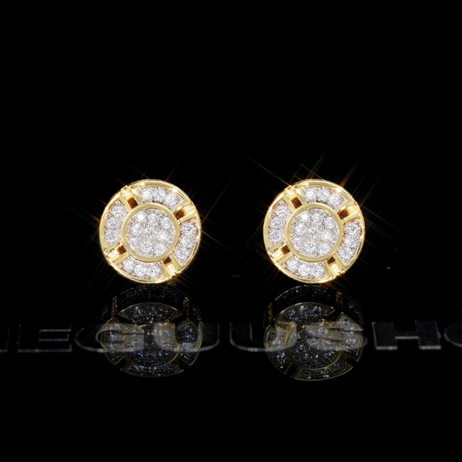 Iced  Yellow Gold-Plated CZ Hiphop Earrings (8mm) Main Image