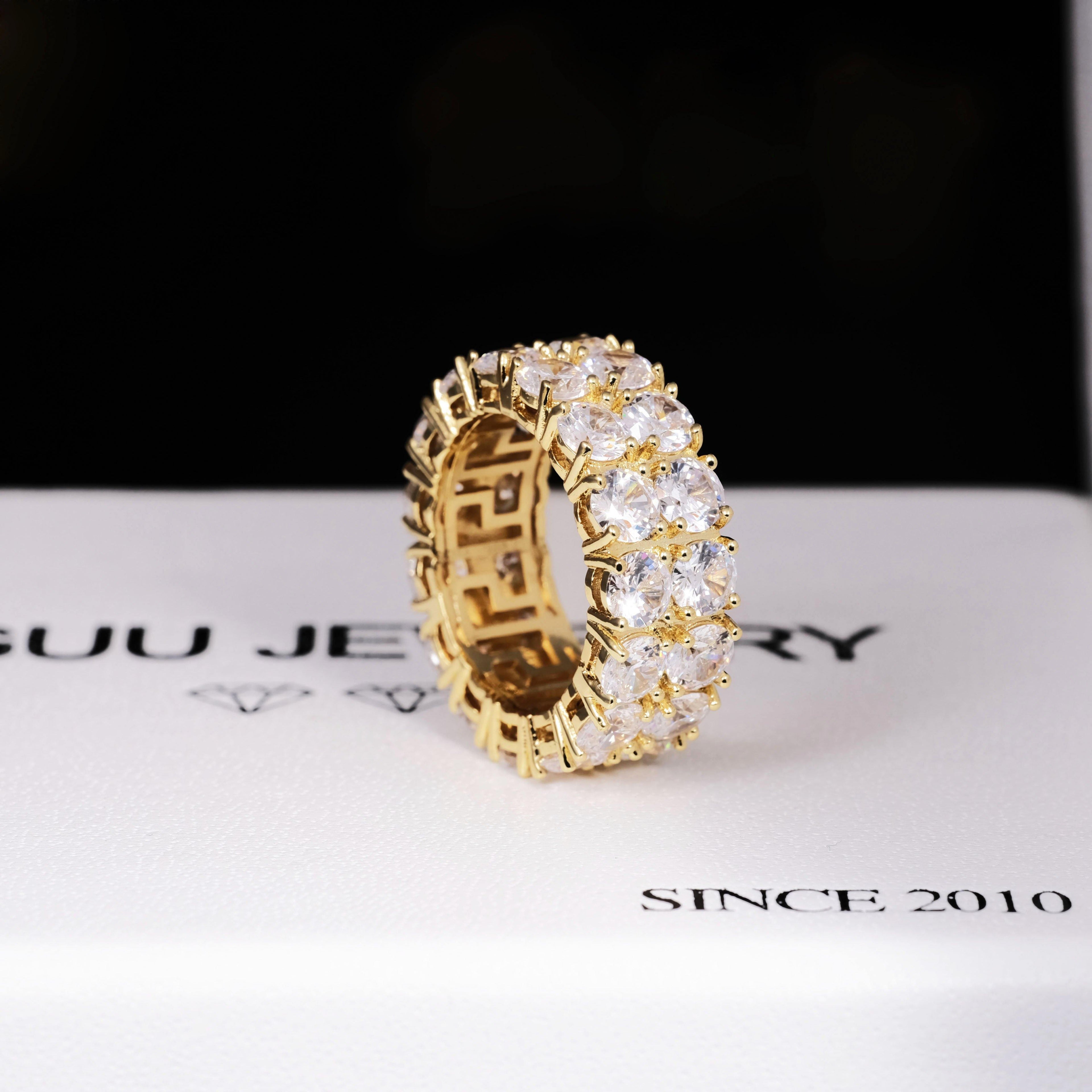 Micro-inlay CZ Double Row Ring