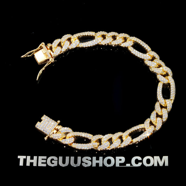 Iced 10mm Gold-Plated Miami Zircon #Iron Lock# Hip Hop Bracelet Hover Image
