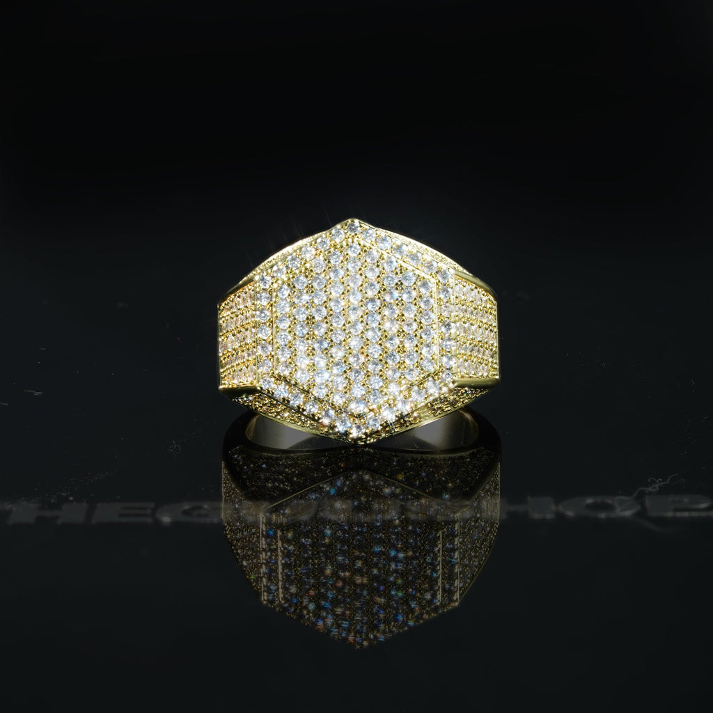 LIMITED STOCK! Micro-inlay CZ Hexagon Gold-Plated Ring