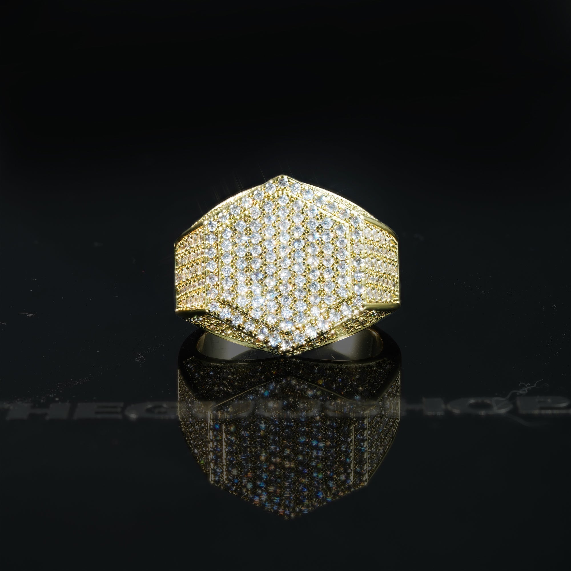 LIMITED STOCK! Micro-inlay CZ Hexagon Gold-Plated Ring