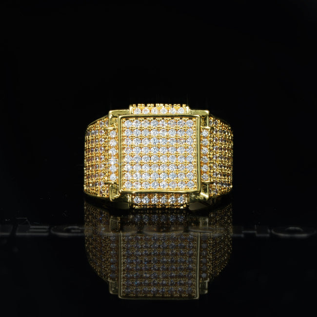 18k White & Yellow Gold-Plated CZ Hip Hop Ring Main Image