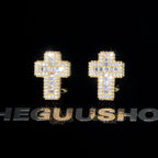 VVS1 Moissanite Baguette Cross Earrings