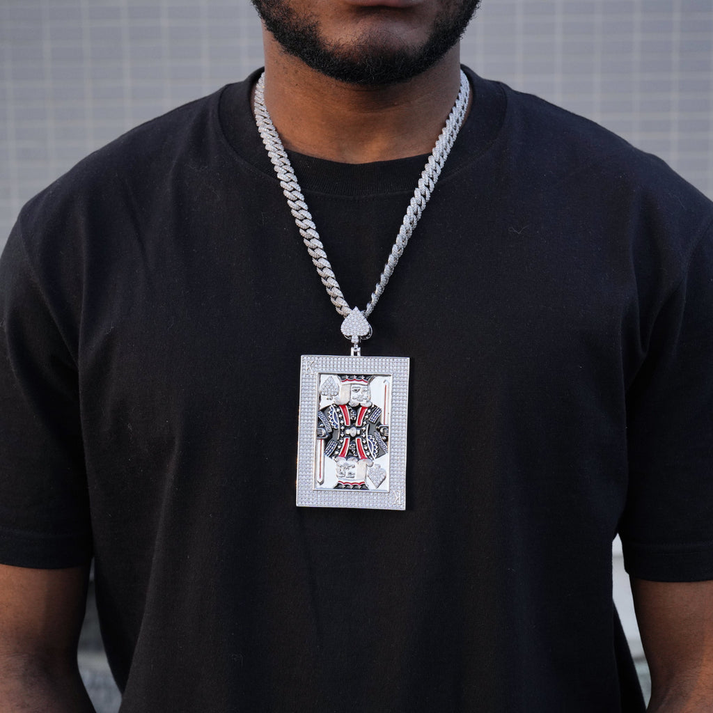 Iced Solid Large Royal King Poker Necklace