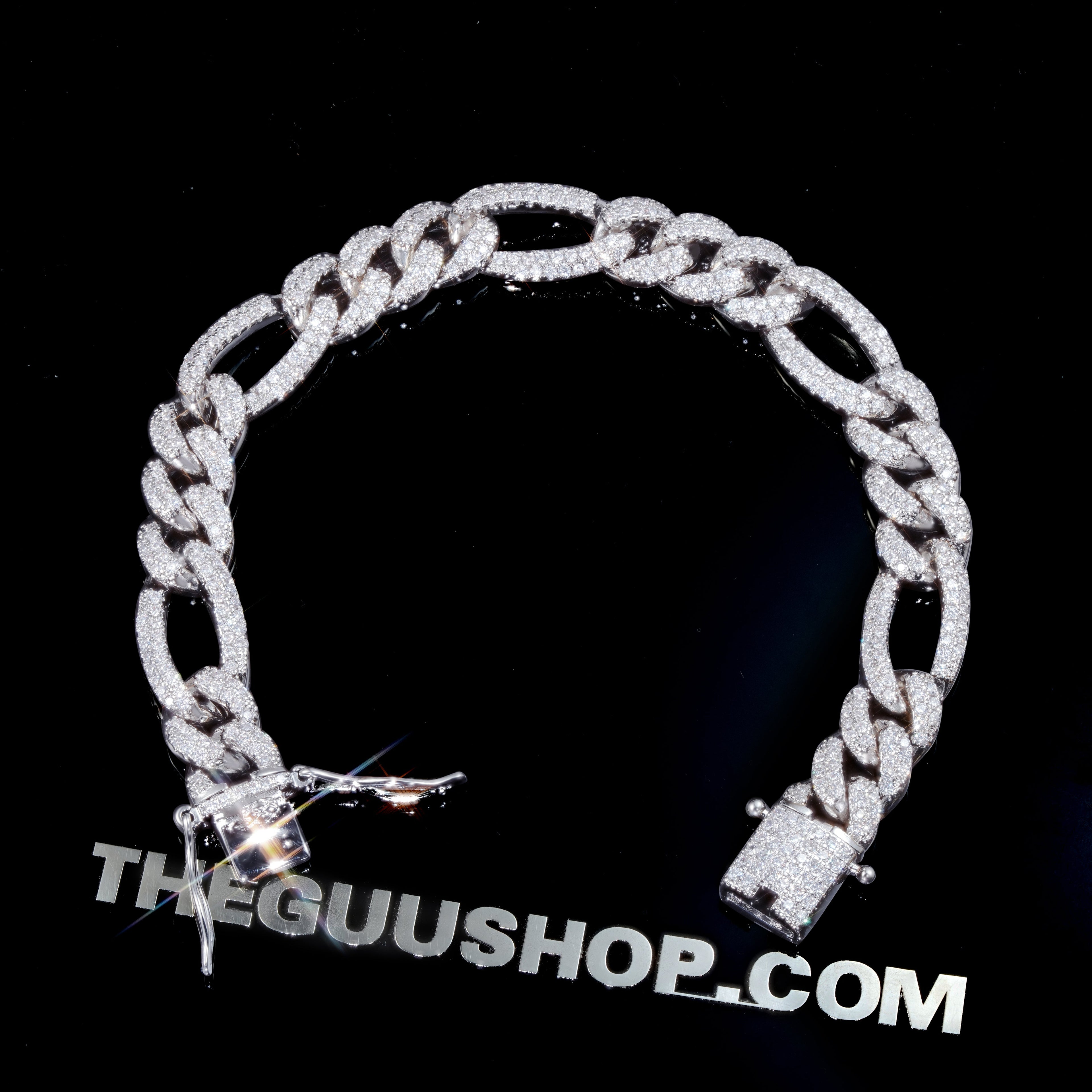 Iced 10mm Gold-Plated Miami Zircon #Iron Lock# Hip Hop Bracelet
