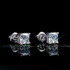 4mm  Square  18K Yellow Gold-Plated  AAA CZ Iced  Stud Earring