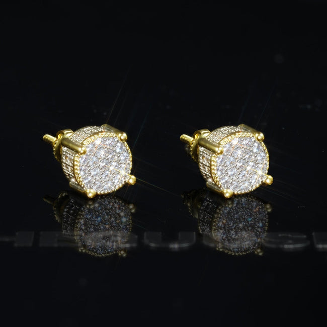 925 Sterling Silver Micro-inlay AAA CZ Two-tone Stud Earring Hover Image
