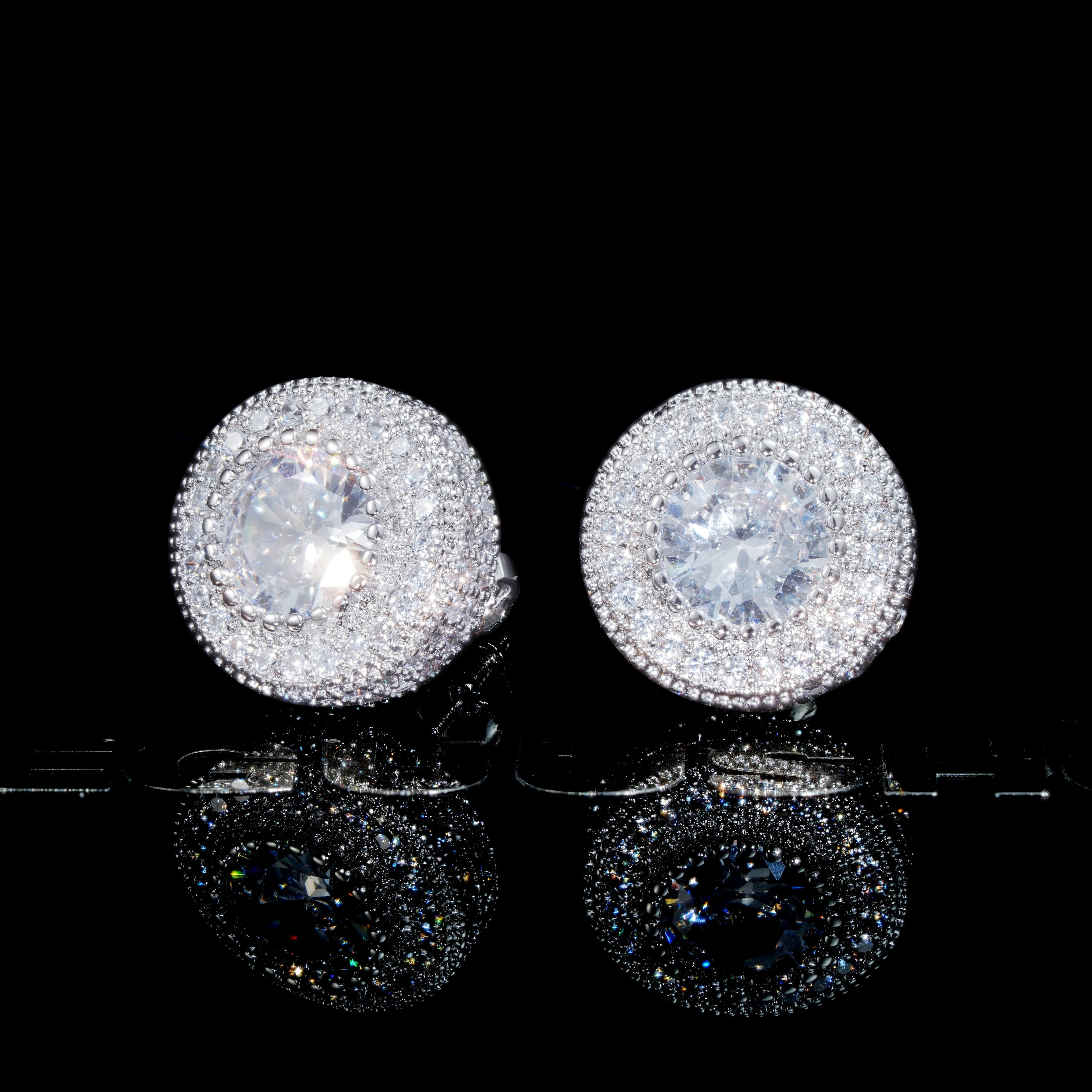 Gold Plated Iced Round Shape 12mm Hip Hop Earrings