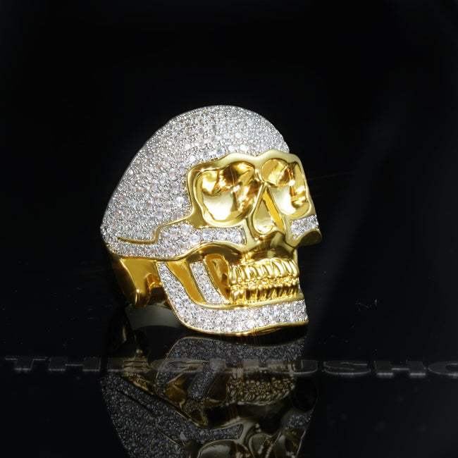 18K Gold-Plated Micro-inlay CZ Human Skeleton Ring Hover Image