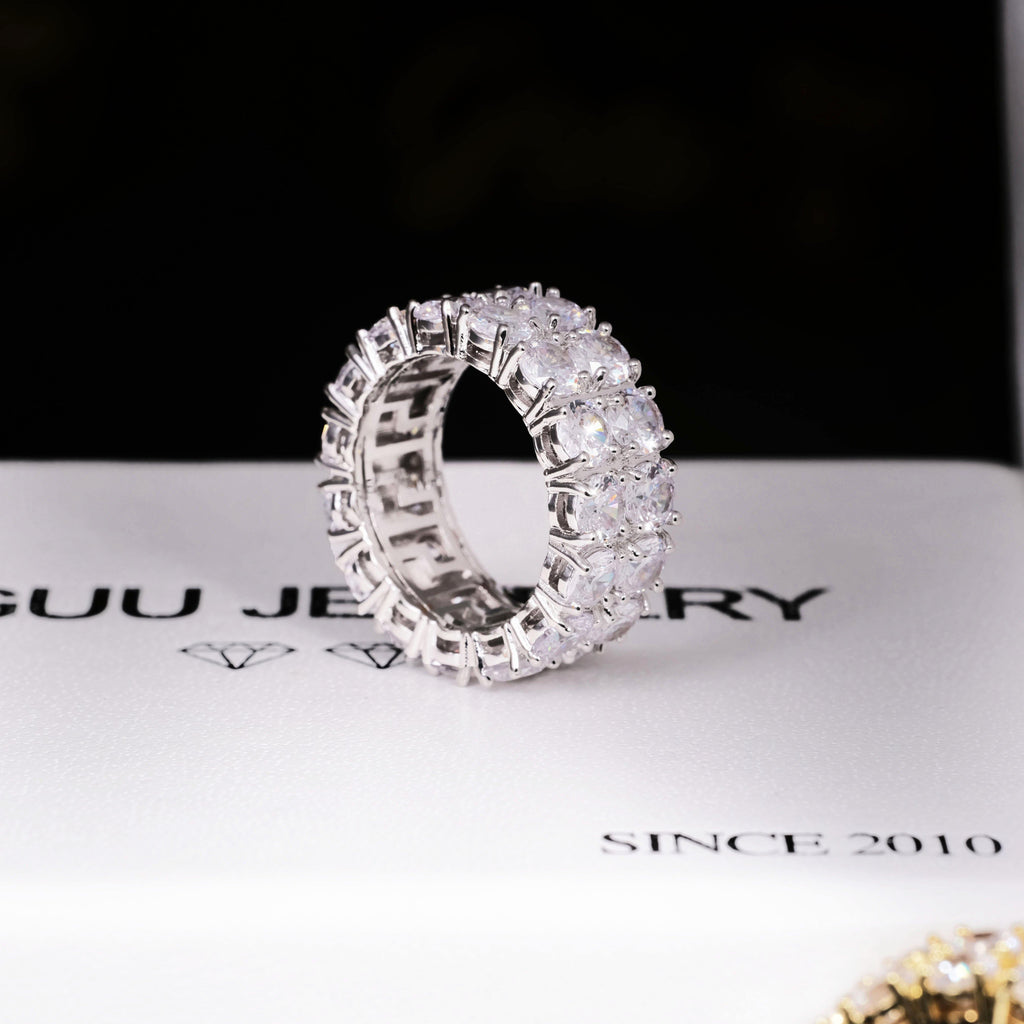Micro-inlay CZ Double Row Ring