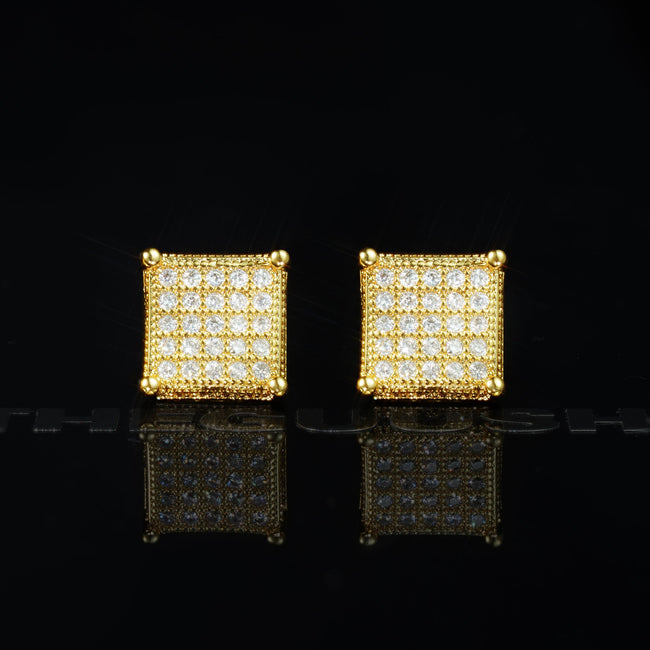 Gold-Plated CZ Copper  Square Stud Earring Main Image