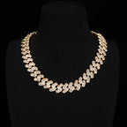 15mm 18K White/Gold-Plated BlingBling Baguette Iced Cuban Chain
