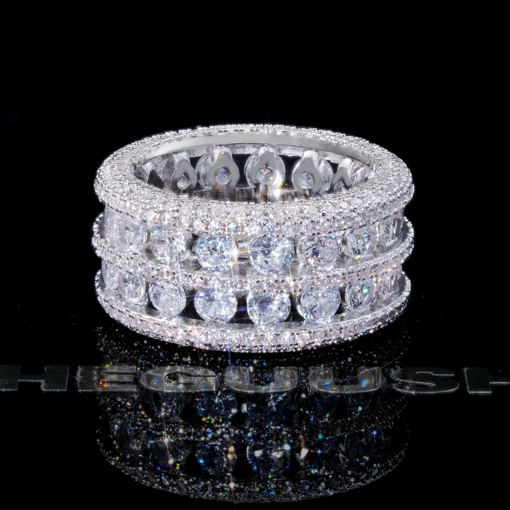 18k Gold-Plated CZ Double Hollow Row Hip Hop Ring