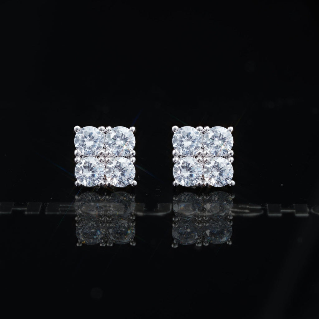 8mm  Iced  CZ   BlingBling Hip Hop Square Wind Hip Hop Stud Earring