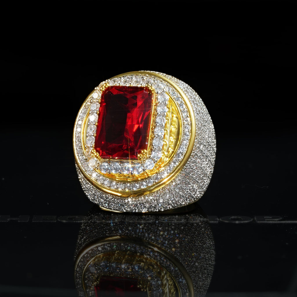 Micro-inlay Ruby Gold-Plated Ring