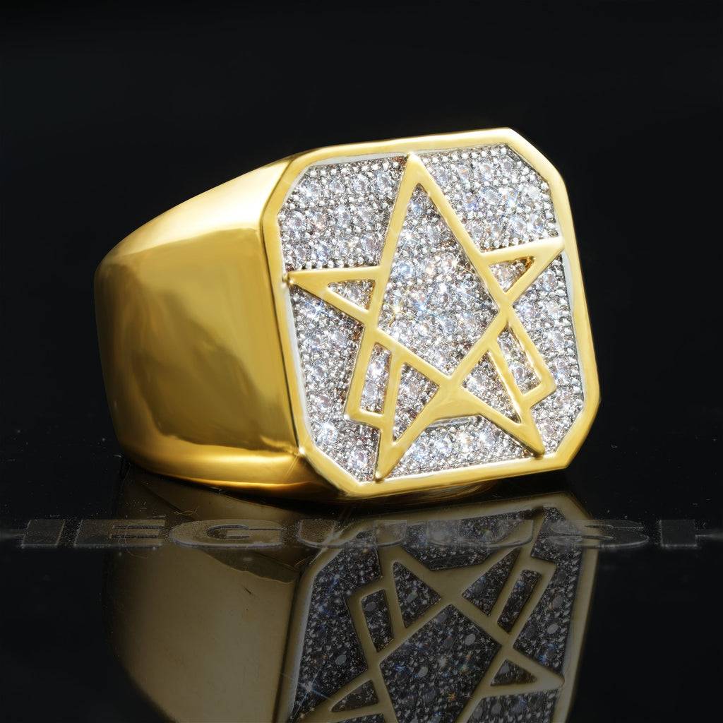 Iced Gold-Plated  CZ  Geometry Hip Hop Ring