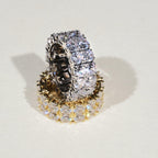 Micro-inlay CZ Double Row Ring