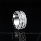 Iced  AAA CZ  18K Yellow Gold-Plated  Five Rows  Hollow Ring