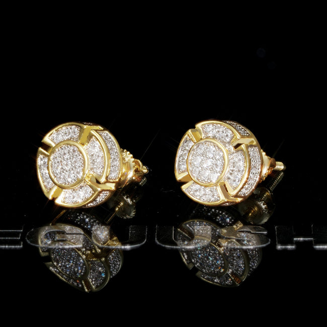 Iced  Yellow Gold-Plated CZ Hiphop Earrings (8mm) Hover Image