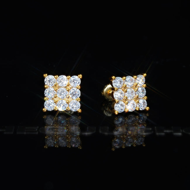 8mm BlingBling Iced  CZ  Square Hip Hop Stud Earring Hover Image