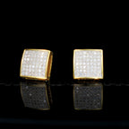 7mm Iced Two-tone Square  CZ  Gold-Plated  Stud Earring