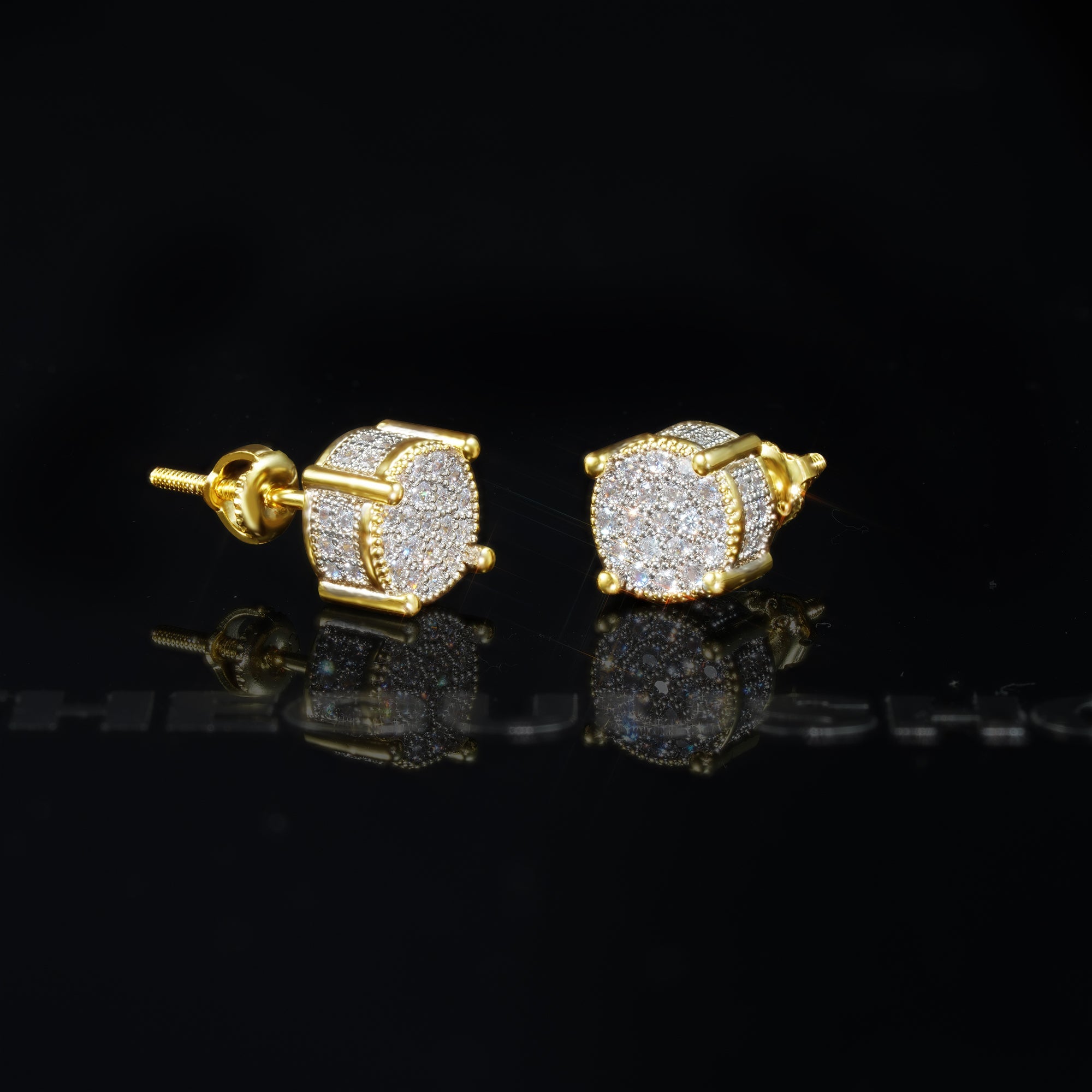 925 Sterling Silver Micro-inlay AAA CZ Two-tone Stud Earring