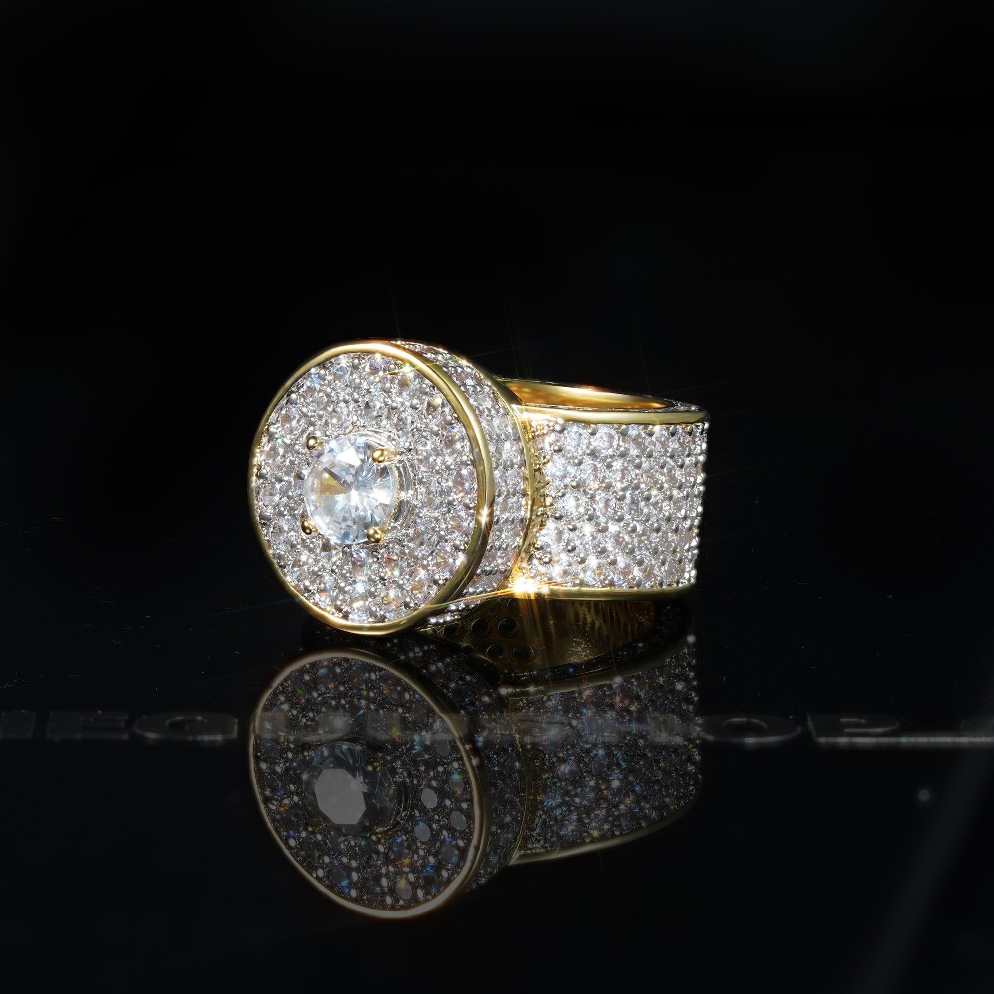Iced Diamond  Zircon Real Gold-Plated Ring