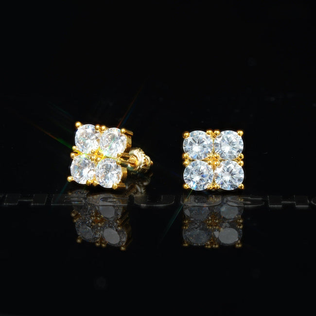 8mm  Iced  CZ   BlingBling Hip Hop Square Wind Hip Hop Stud Earring Hover Image