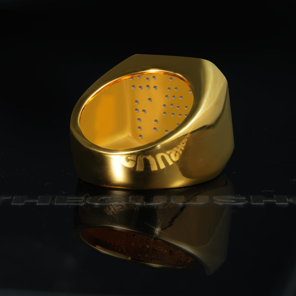 Iced Gold-Plated  CZ  Geometry Hip Hop Ring
