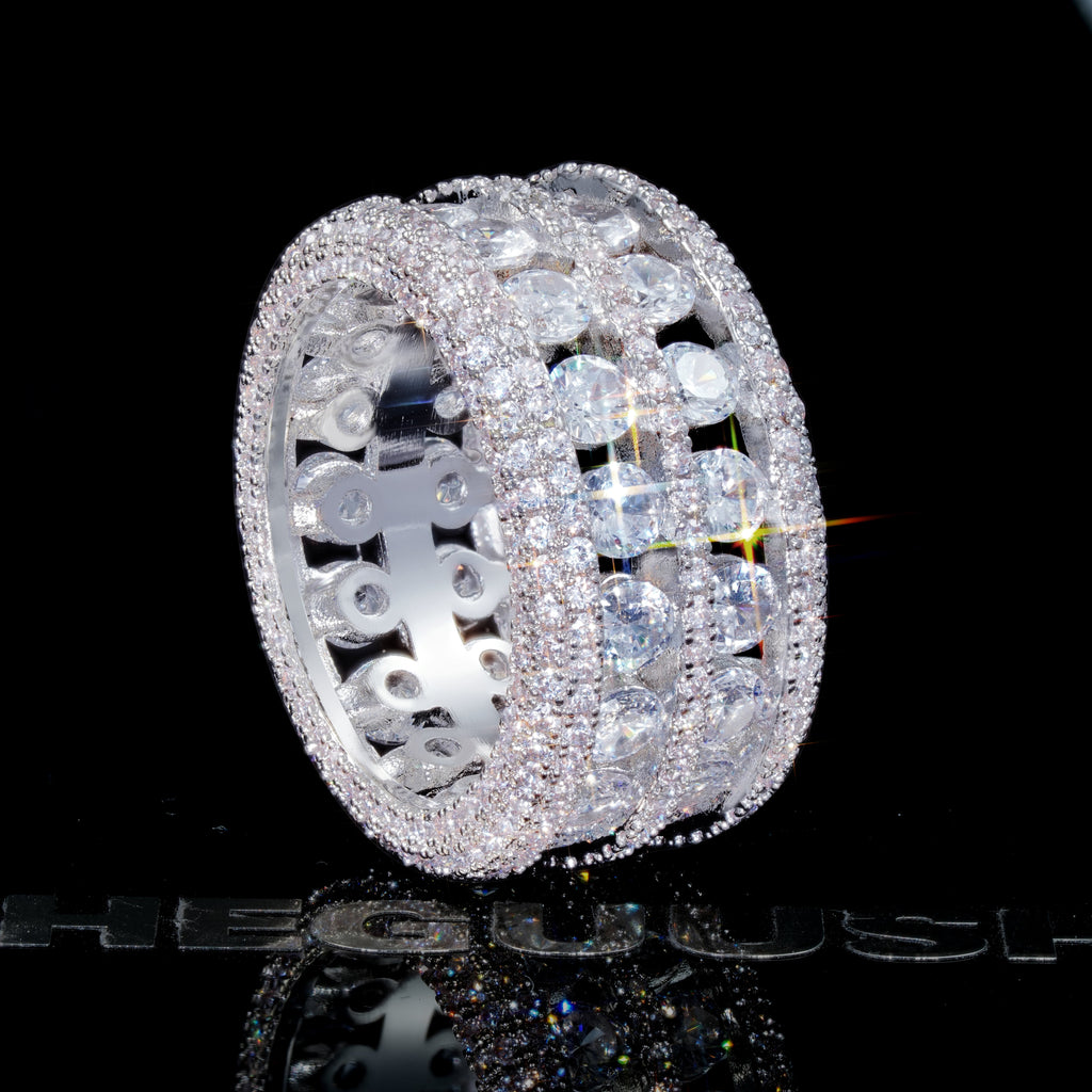 18k Gold-Plated CZ Double Hollow Row Hip Hop Ring