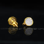 Gold-Plated Micro-inlay CZ  Round Stud Earring