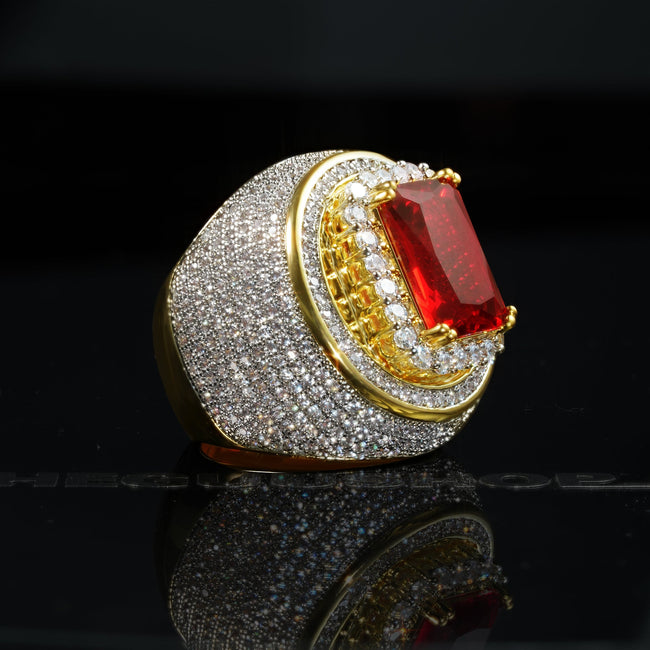 Micro-inlay Ruby Gold-Plated Ring Hover Image