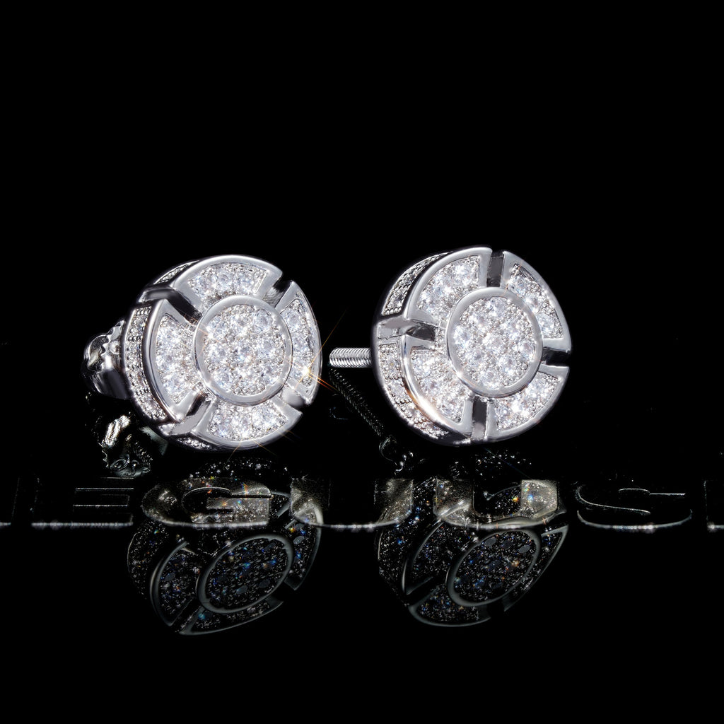 Iced  Yellow Gold-Plated CZ Hiphop Earrings (8mm)
