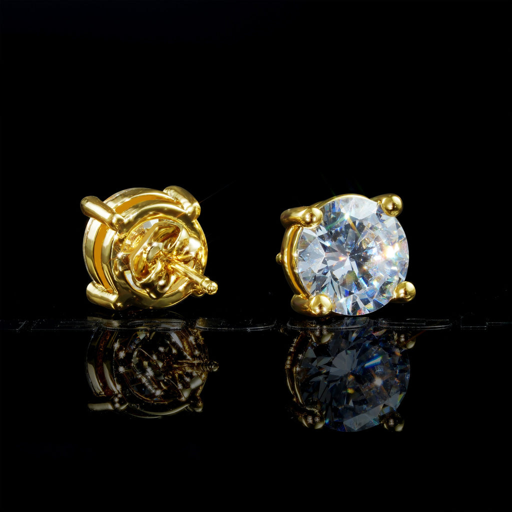 Iced Cubic Zirconia  Gold-Plated/silver Earrings (8mm)