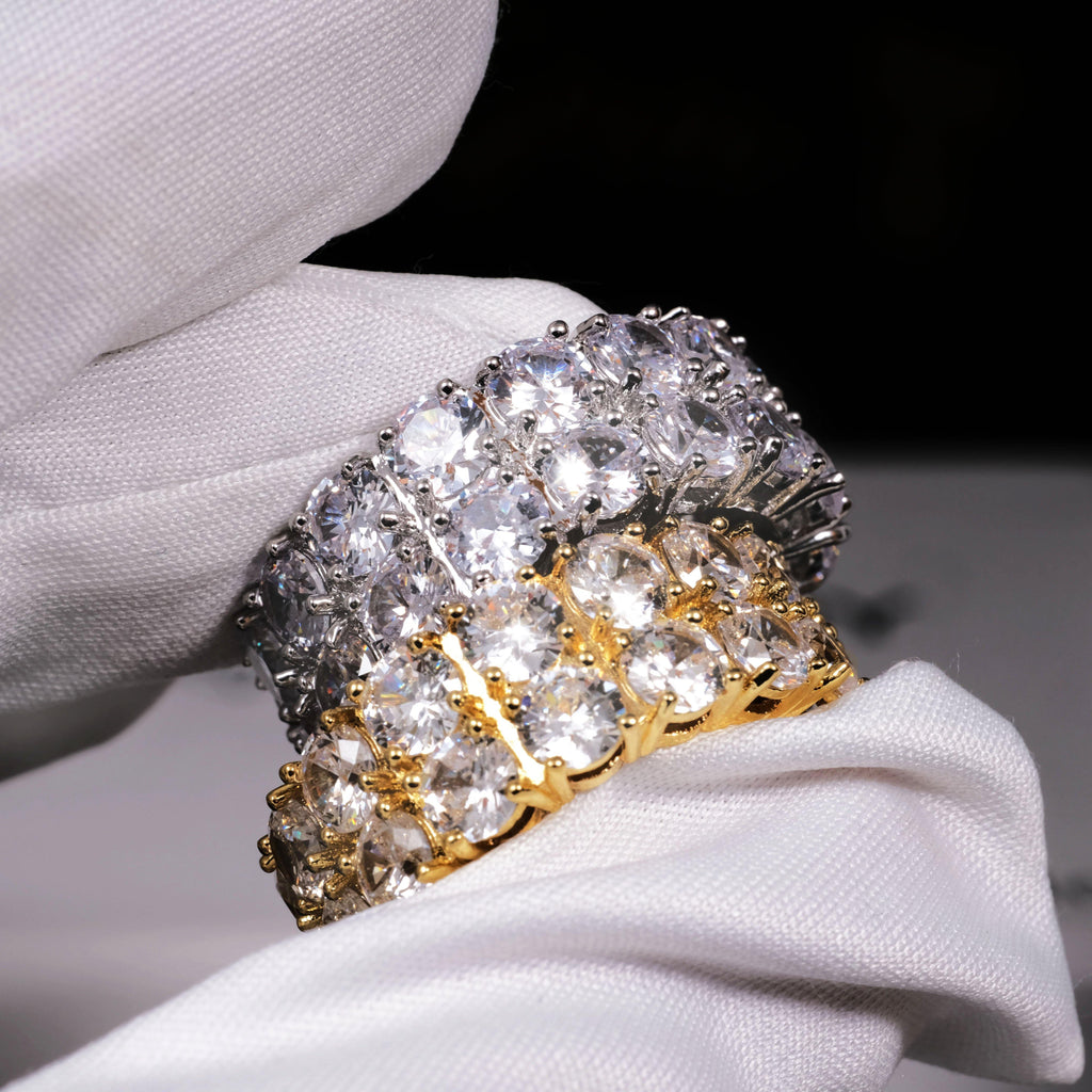 Micro-inlay CZ Double Row Ring