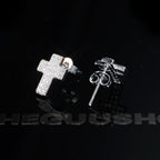 Gold-Plated CZ Cross Hip Hop Stud Earring