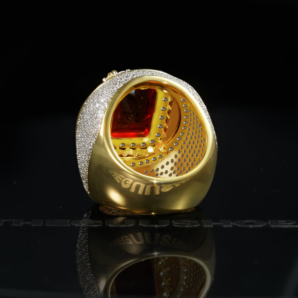 Micro-inlay Ruby Gold-Plated Ring