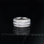Iced  AAA CZ  18K Yellow Gold-Plated  Five Rows  Hollow Ring
