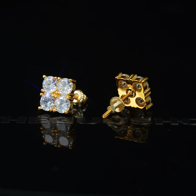 8mm  Iced  CZ   BlingBling Hip Hop Square Wind Hip Hop Stud Earring Main Image